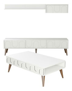 Set za dnevni boravak Lyantela (bijela + orah)