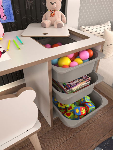 Măsuță pentru copii cu scaun Sonka 1 (alb + gri)