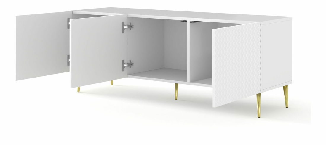 TV stolić/ormarić C 3D 150 Rowanna (bijela sjajna + zlatna)