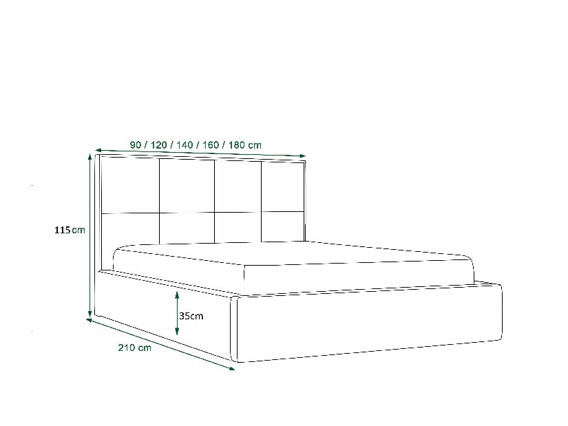 Franciaágy 180 cm Danita (fekete) (ágyráccsal és tárolóhellyel)