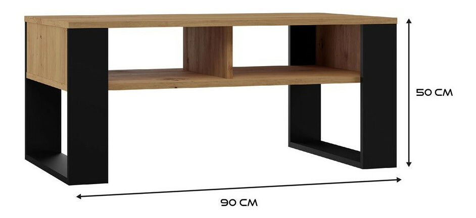 Măsuță de cafea Maduro 3 (stejar artisan + negru)