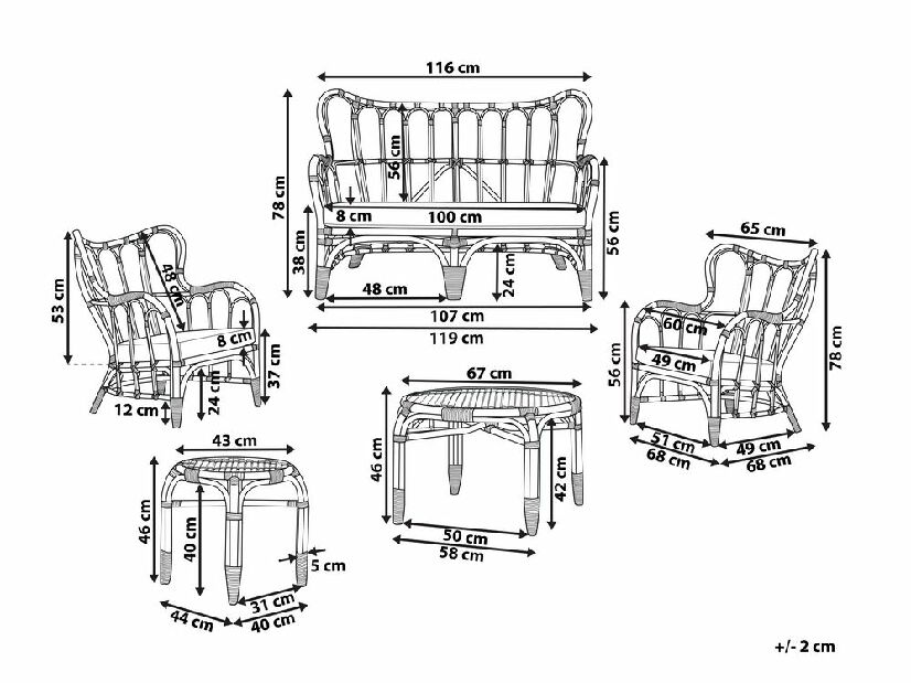 Set mobilier de grădină Bremen (maro)