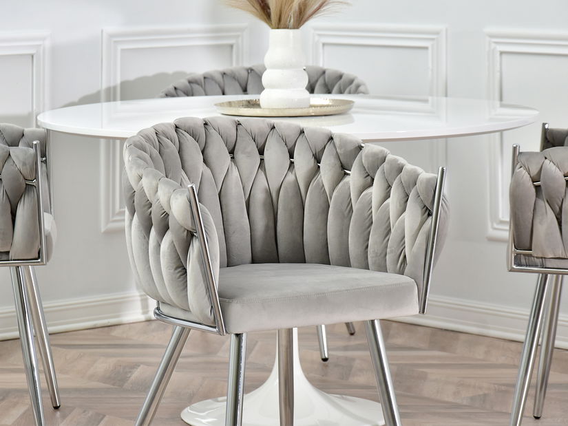 Jedálenská stolička Radio (sivá + strieborná)