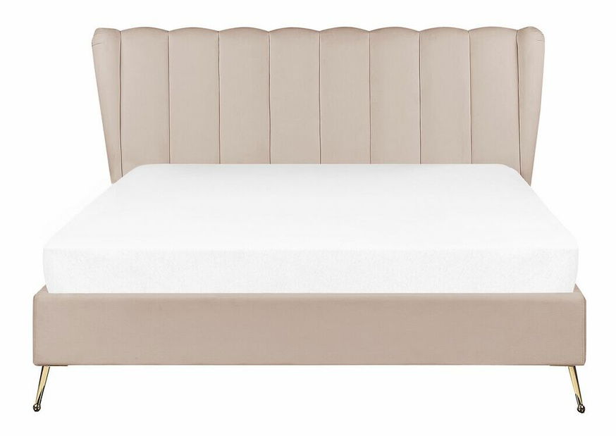 Pat matrimonial 160 cm Mirabell (gri bej) (cu somieră) (cu port USB)