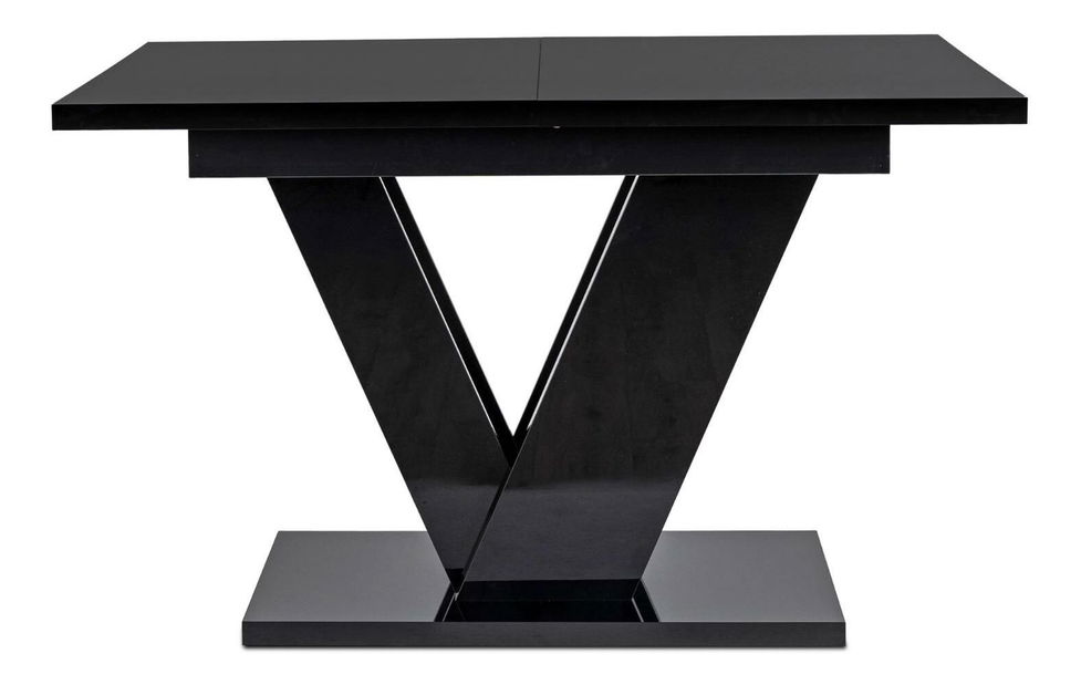 Blagovaonski stol na razvlačenje Comentado (crni sjaj) (za 4 do 6 osoba)