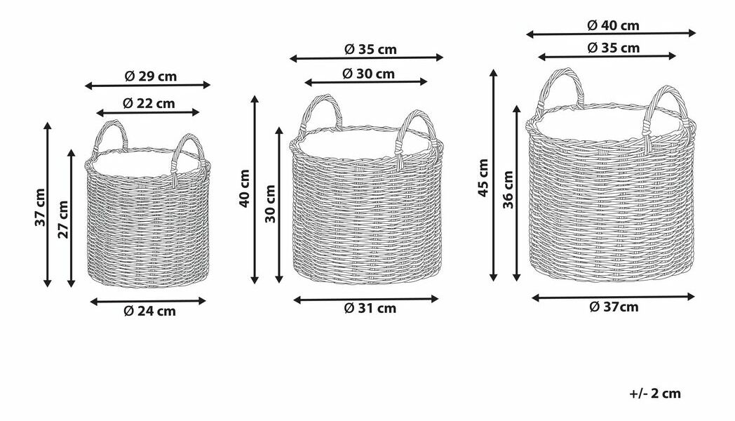 Set 3 košare Nikza (smeđa)
