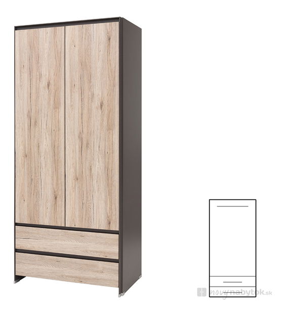 Šatníková skriňa BRW Fini SZF2D2S/20/9