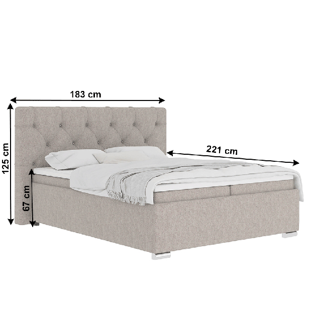 Pat matrimonial Boxspring 160 cm Morrea (gri maro) (cu saltea)