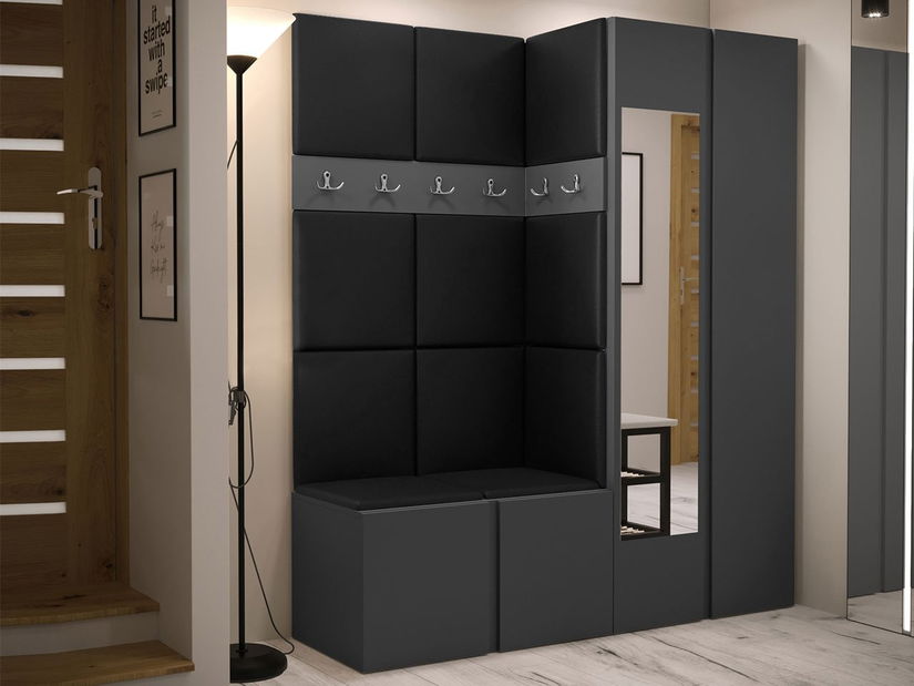 Predsoblje Tovenaz XII (grafit + crna) (s ogledalom)