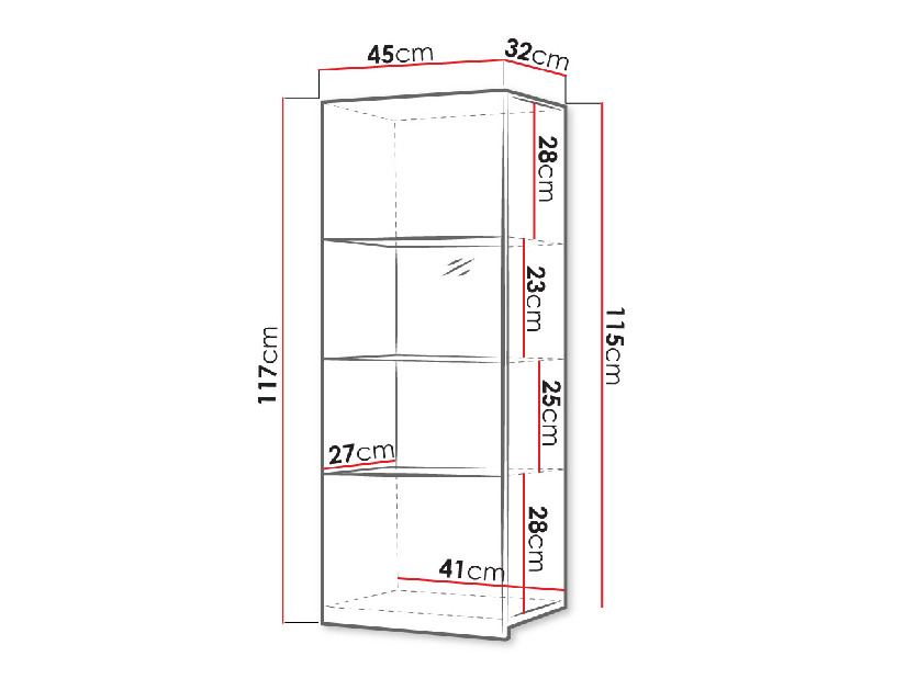 Függesztett vitrin Brolani BR11 (arany tölgy) (kék LED világítással)