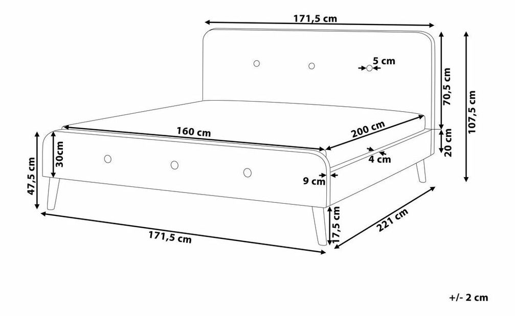 Pat matrimonial 160 cm ROME (cu somieră) (gri deschis)
