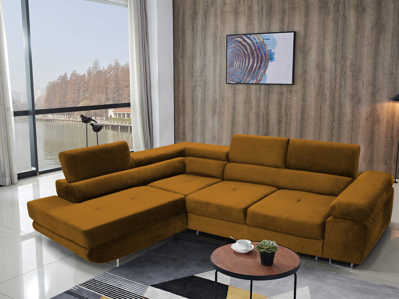 Rohová sedacia súprava Ascend L (horčicová) (L)