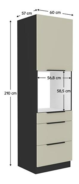 Vysoká skrinka na vstavanú rúru Arikona 60 DPS 210 3S1F (kašmír + čierna) 