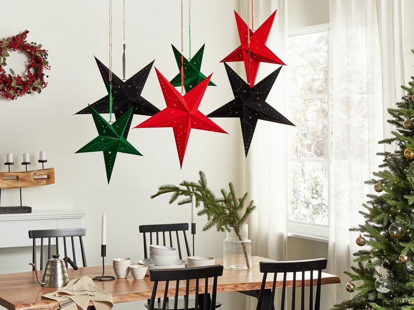 Set 2 viseće zvijezde 60 cm Monti (crvena)