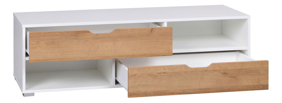 Tv stolík Iweta RTV (biela matná + dub zlatý)