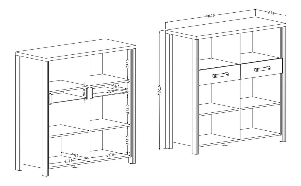 Regal Buena Typ 48 (old style + tmavé drevo)
