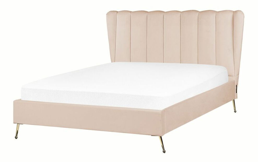 Manželská posteľ 140 cm Mirabell (béžová) (s roštom) (s USB portom)