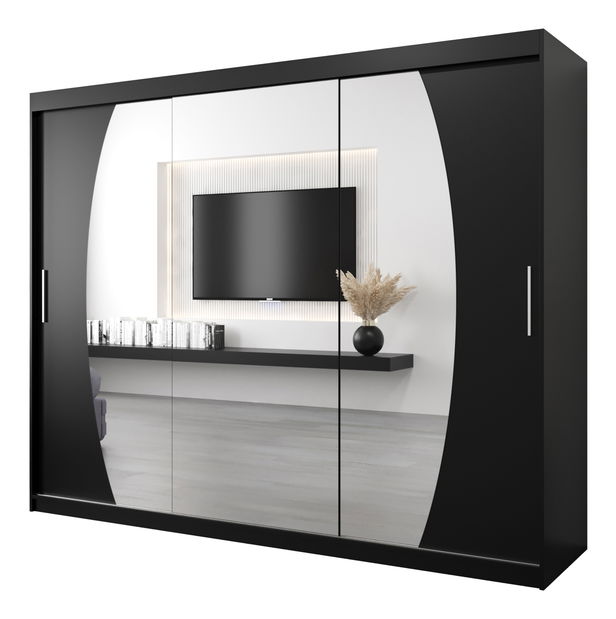 Dulap de haine 250 cm Eclipse (Negru mat + Negru mat)