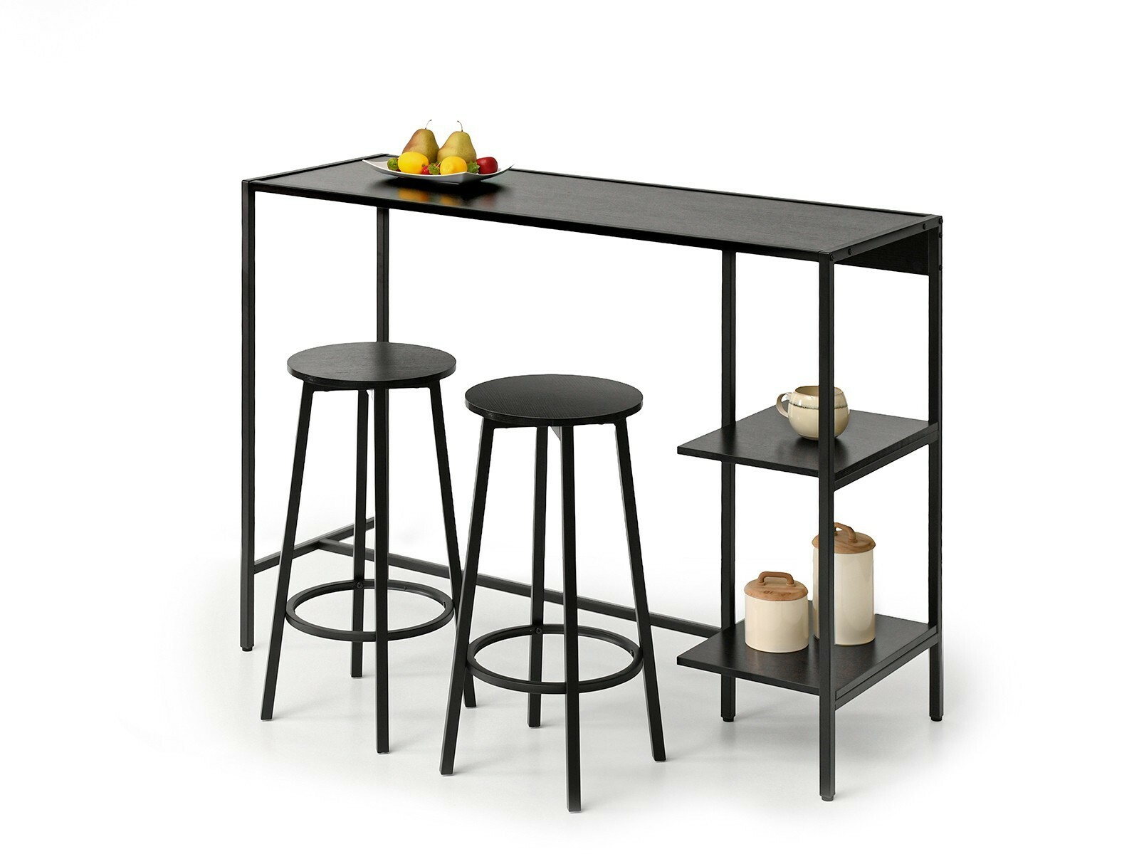 Barový set Everet (čierne drevo + čierna) (pre 2 osoby)