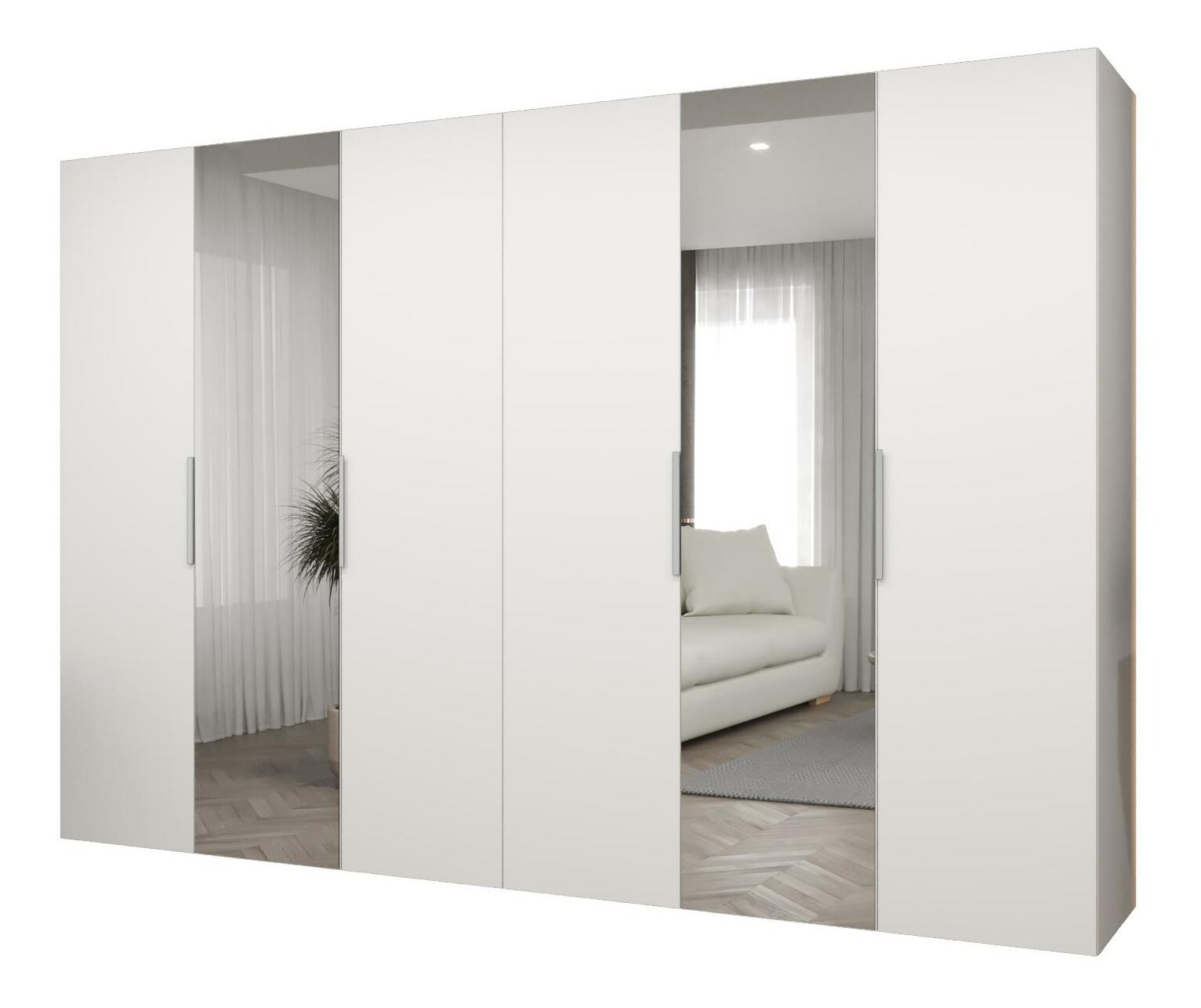 Šatníková skriňa 300 cm Mirabella 2 (biela + kašmír)