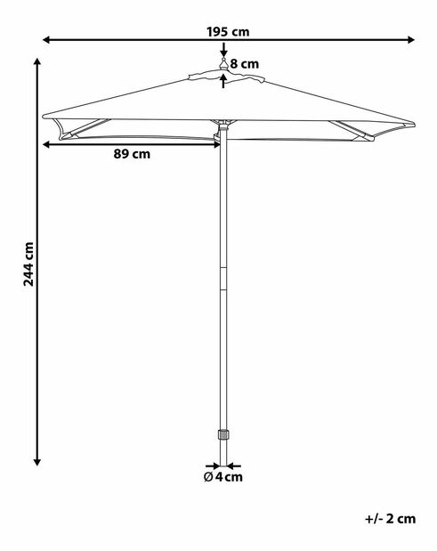 Kerti napernyő 144 cm FLAME (fa) (sötétszürke)