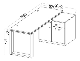 Masă PC Mantela 140 (gri deschis + negru)