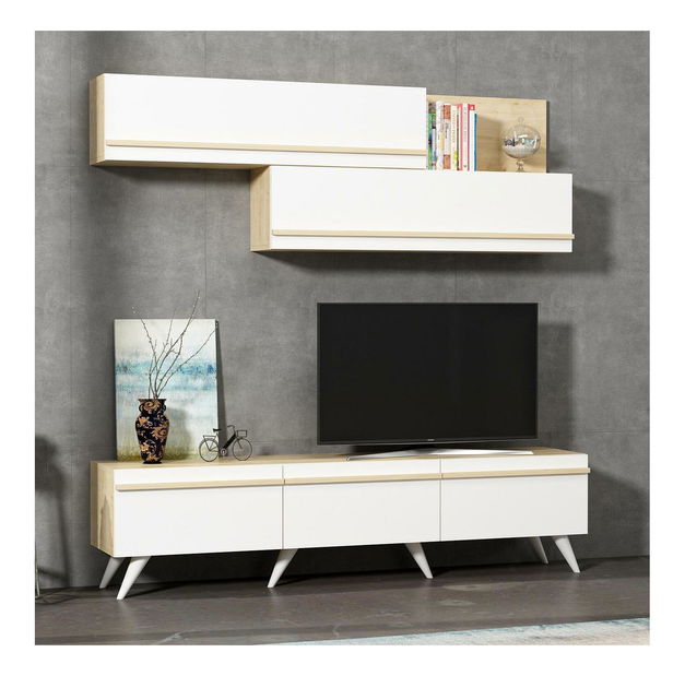 Mobilier living Amstel (Stejar zafir + Alb)