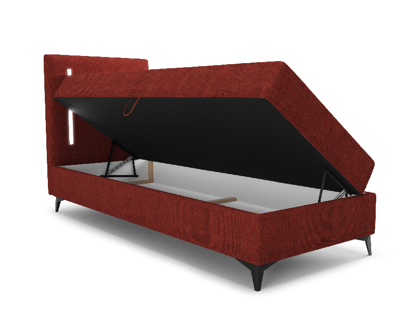 Egyszemélyes ágy 90 cm Ortega Bonell (piros) (ágyráccsal, tárolóhellyel) (LED világítás)