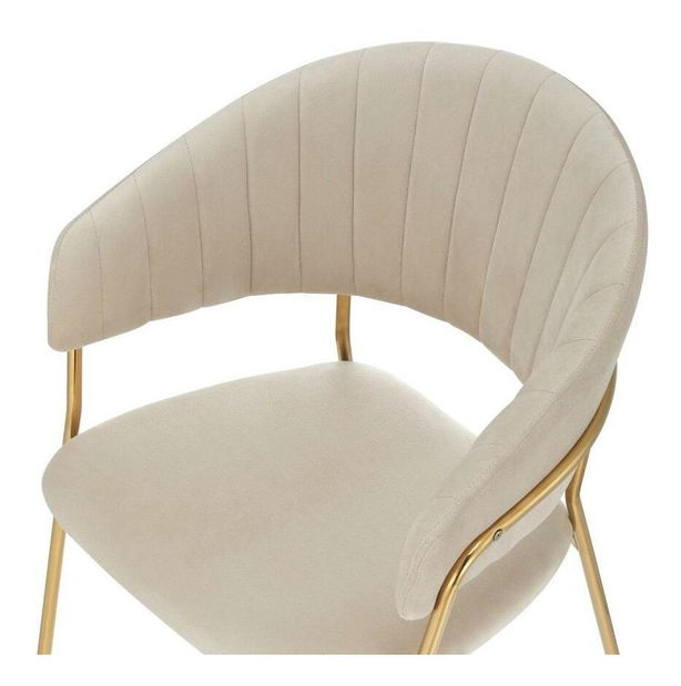 Dizajnové jedálenské kreslo (4 ks.) Dasmona 1 (béžová + zlatá + chrómová) *výpredaj