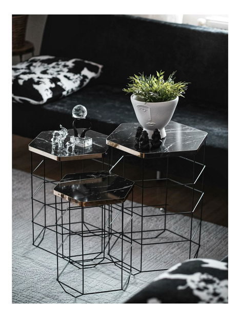 Set 3ks. konferenčných stolíkov Tamini (dub + čierna) 