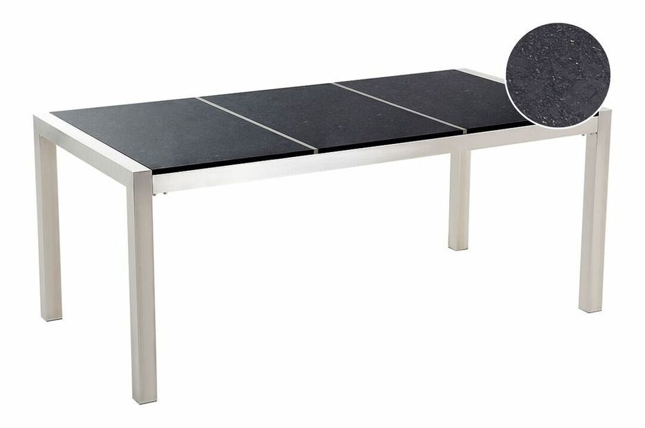 Masă de grădină Grosso 180 (negru) (piatră naturală)