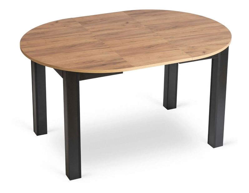 Masă sufragerie extensibilă Hernando (stejar craft auriu + negru) (pentru 4-6 persoane)