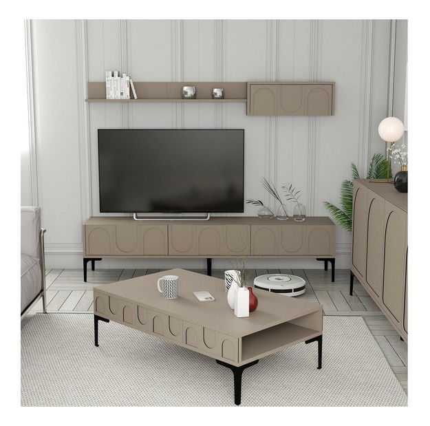 Set mobilier living Lyantela (tmavoBej + negru)