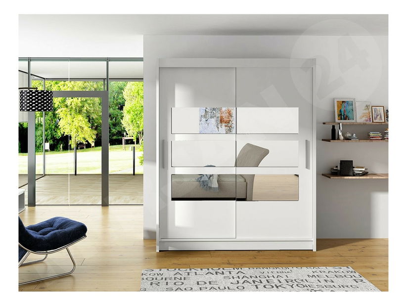 Dulap cu uși glisante Primrose VII (alb) (fără iluminare)