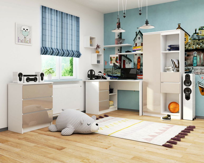 Sarok PC asztal Bodhi (fényes cappucino) (B)