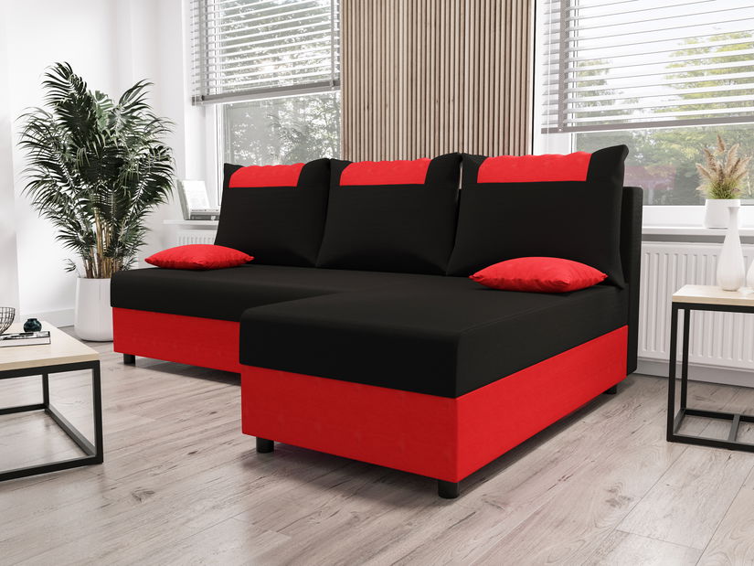 Kutna garnitura Stellar L (crna + crvena) (D)