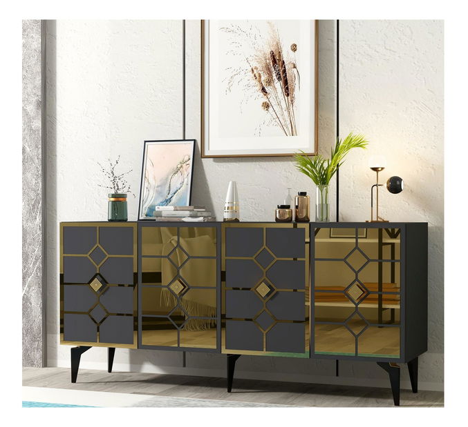 Skrinka Kavesi 1 (antracit + zlatá) 