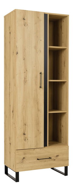 Dulap cu rafturi Filippa F2 (stejar artisan + Negru)