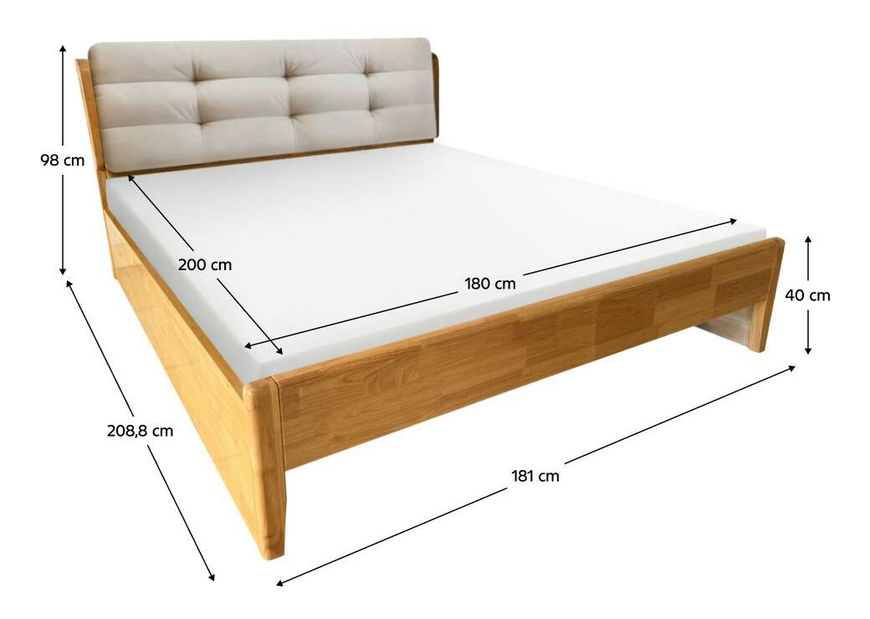 Pat matrimonial 180 cm Fresas (natural) (cu somieră) (cu sp. depozitare)