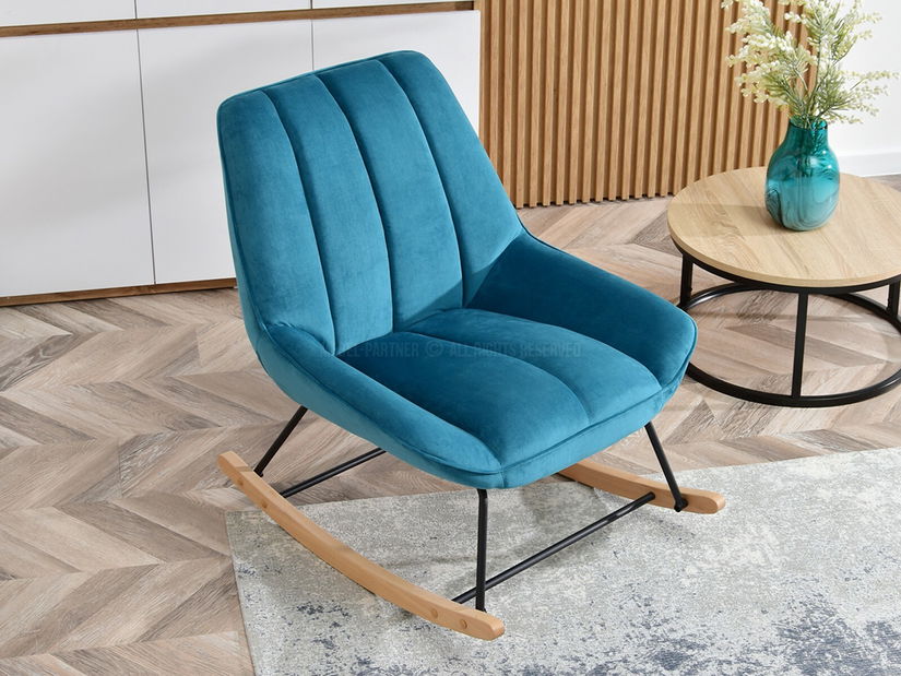 Fotelja Bertie (tirkizna + crna bukva)