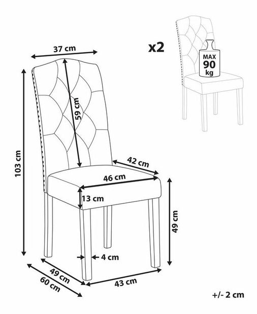 Set 2 buc. scaune sufragerie SIREL (gri)