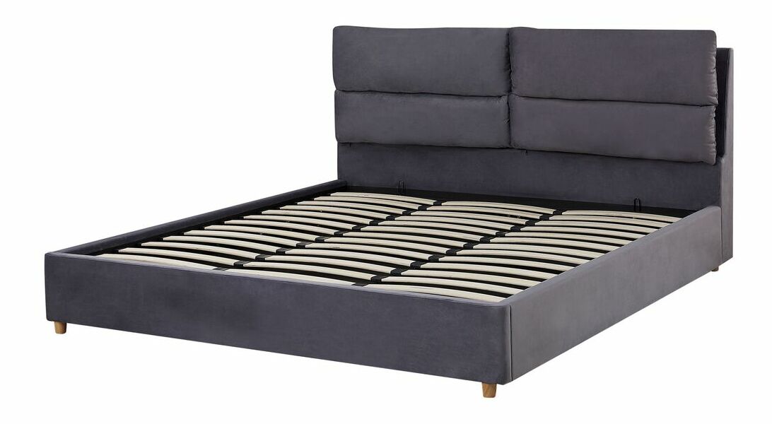 Bračni krevet 180 cm BALSAS (tekstil) (siva) (s podnicom)