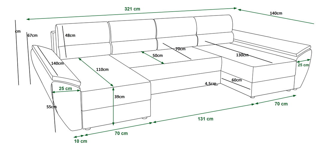 Rohová sedacia súprava U Radiant U4 (čierna + biela)