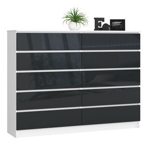 Komód Kurtinaitis 10SZ (fehér + fényes grafit)