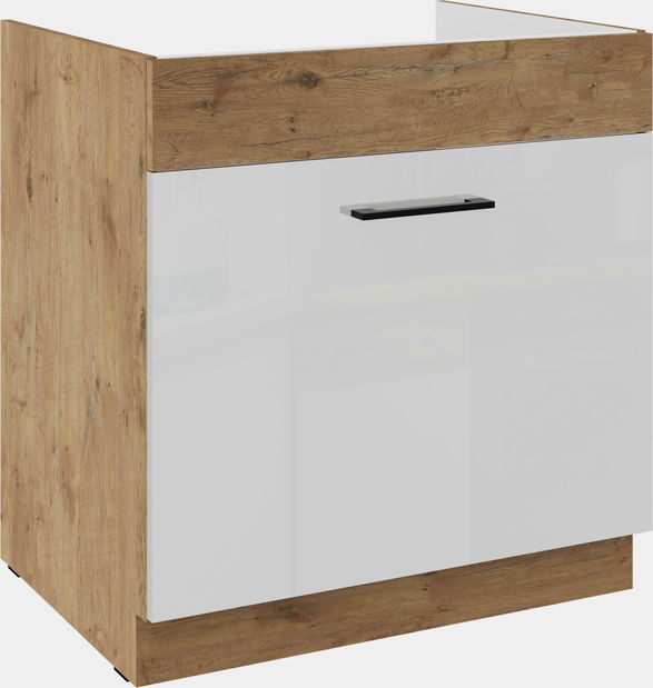 Dolná kuchynská skrinka pod drez Virion 80 ZL 1S BB (dub lancelot + biely lesk)