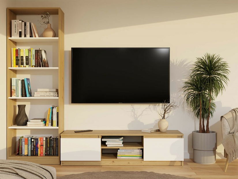 TV skrinka Musecalo 140 (dub artisan + biela)