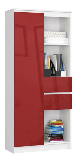 Regál Rizwan (biela + červený lesk)