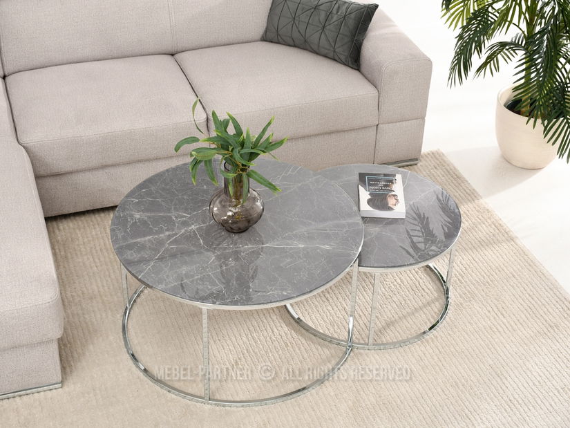 Stolić za kavu Grande (sivi mramor + krom)