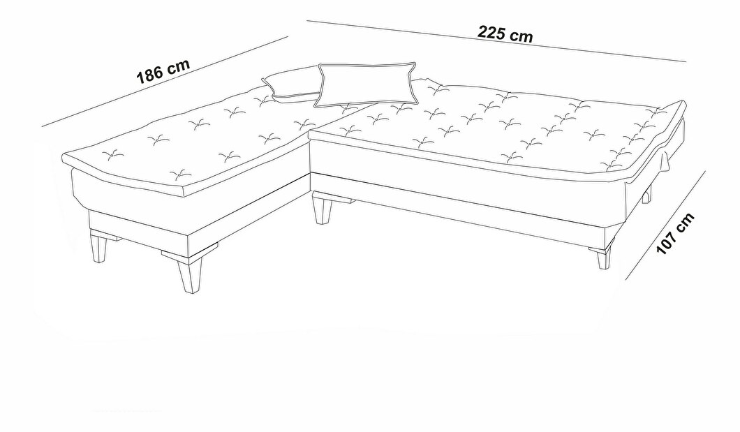 Széthúzható sarokkanapé Syrma (sötétszürke) (B) 