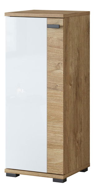 Kúpeľňová skrinka Fargall 90 (lesklá biela + dub zlatý)